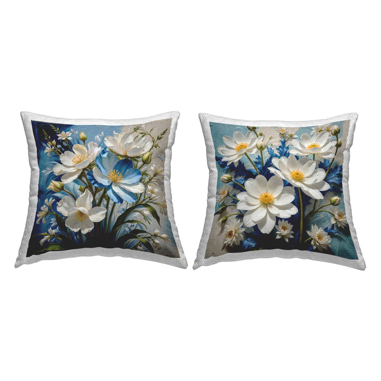 Modeled Daisy Bundles 2 PC Outdoor Printed Pillow Set Design by Yuri Khrushch, 18 x 7 x 18